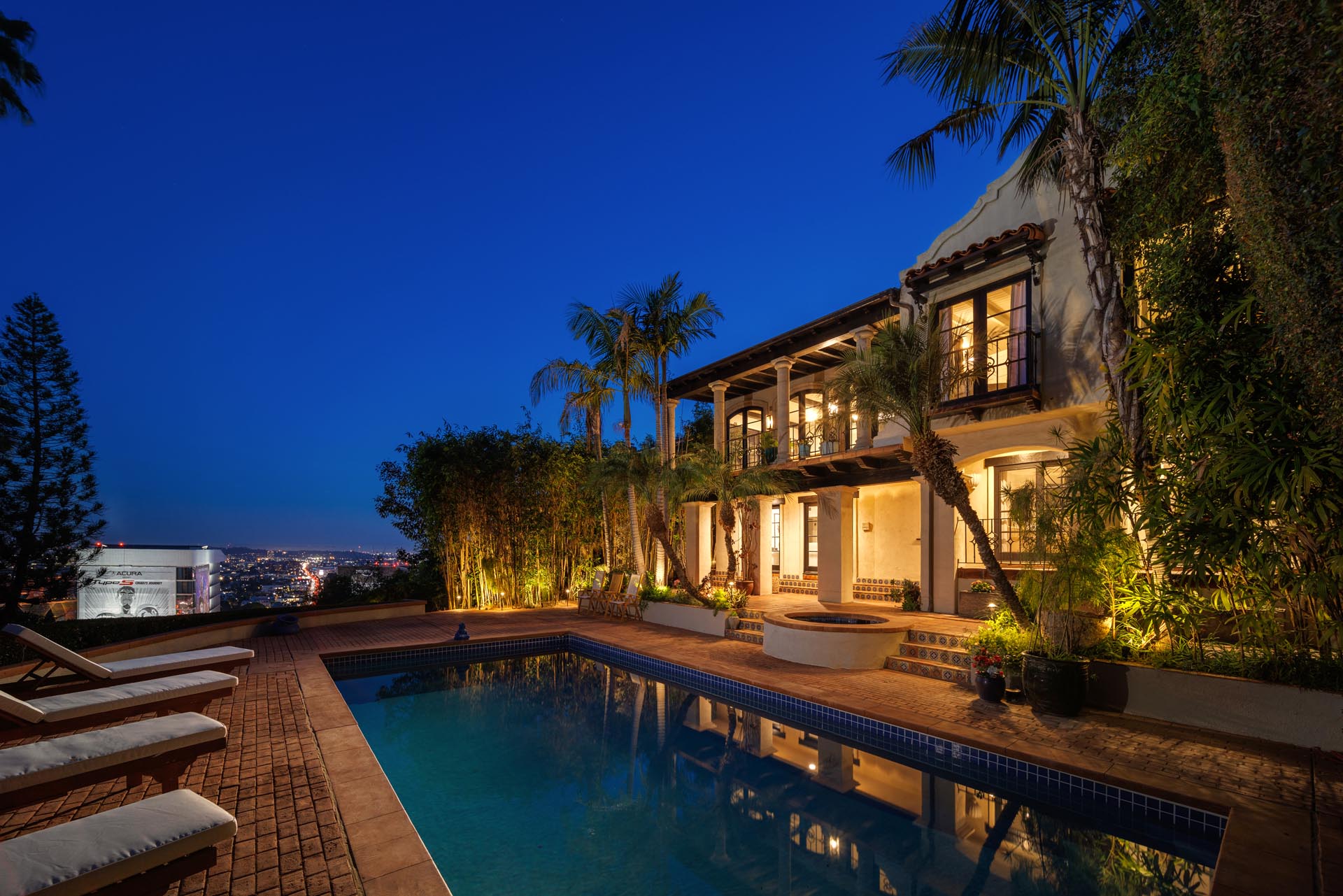 Villa Aurelia pool at night